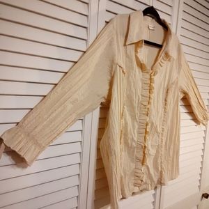 Cotton Crepe & Ruffles Harvé Benard Rouleau Loops Long Sleve Blouse